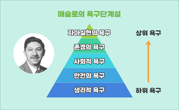 매슬로의 욕구단계설-자아실현의 욕구,존경의 욕구,사회적 욕구,안전의 욕구,생리적 욕구