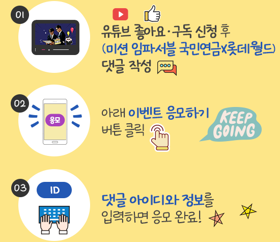 01.유튜브 좋아요·구독 신청 후 (Z대리가 간다!)댓글 작성 02.아래 이벤트 응모하기 버튼 클릭 03.댓글 아이디와 정보를 입력하면 응모 완료!