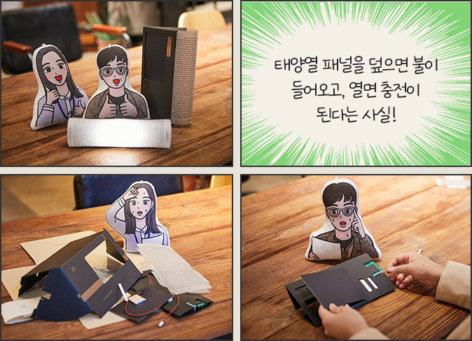 태양열 패널을 덮으면 불이 들어오고, 열면 충전이 된다는 사실!